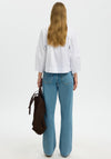 Selected Femme Deep V-Neck Striped Blouse, White