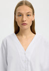 Selected Femme Deep V-Neck Striped Blouse, White