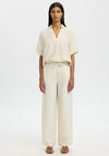 Selected Femme Marie Striped Wide Leg Trousers, Cream