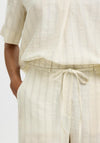 Selected Femme Marie Striped Wide Leg Trousers, Cream