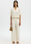 Selected Femme Marie Striped Wide Leg Trousers, Cream