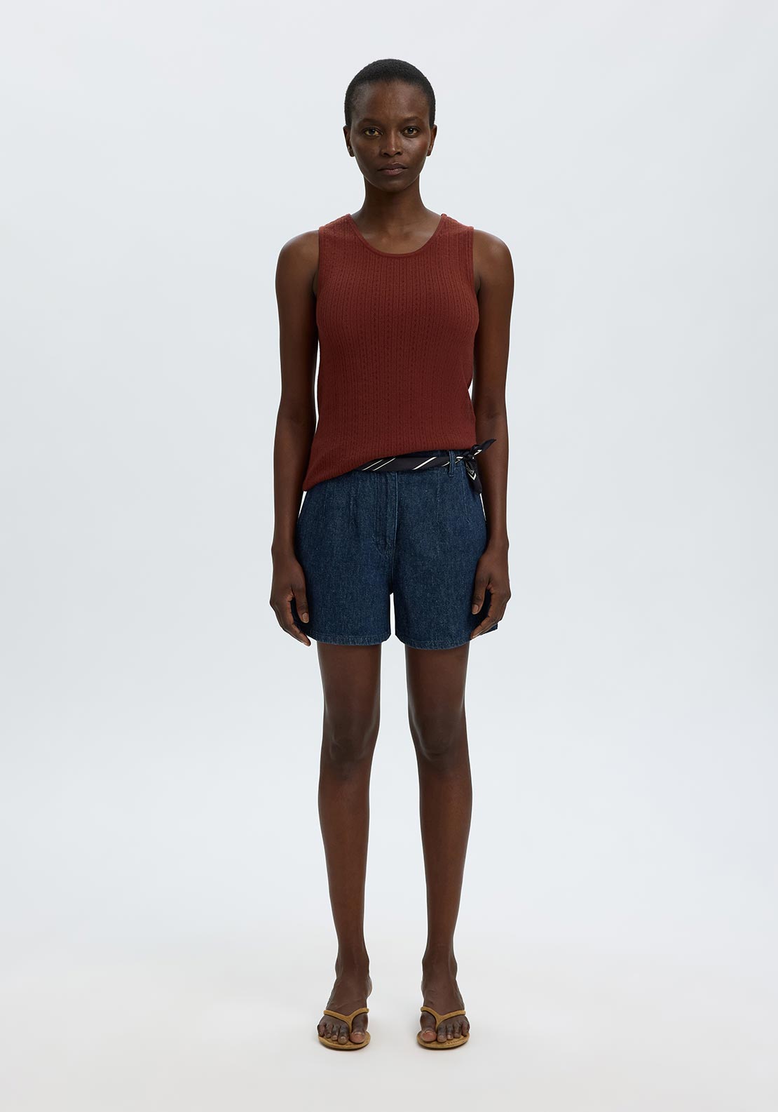 Selected Femme Hanny High Rise Denim Shorts, Dark Blue