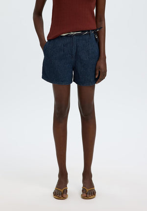 Selected Femme Hanny High Rise Denim Shorts, Dark Blue