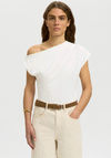 Selected Femme Molly Draped Shoulder Top, White