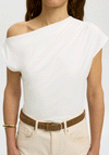 Selected Femme Molly Draped Shoulder Top, White