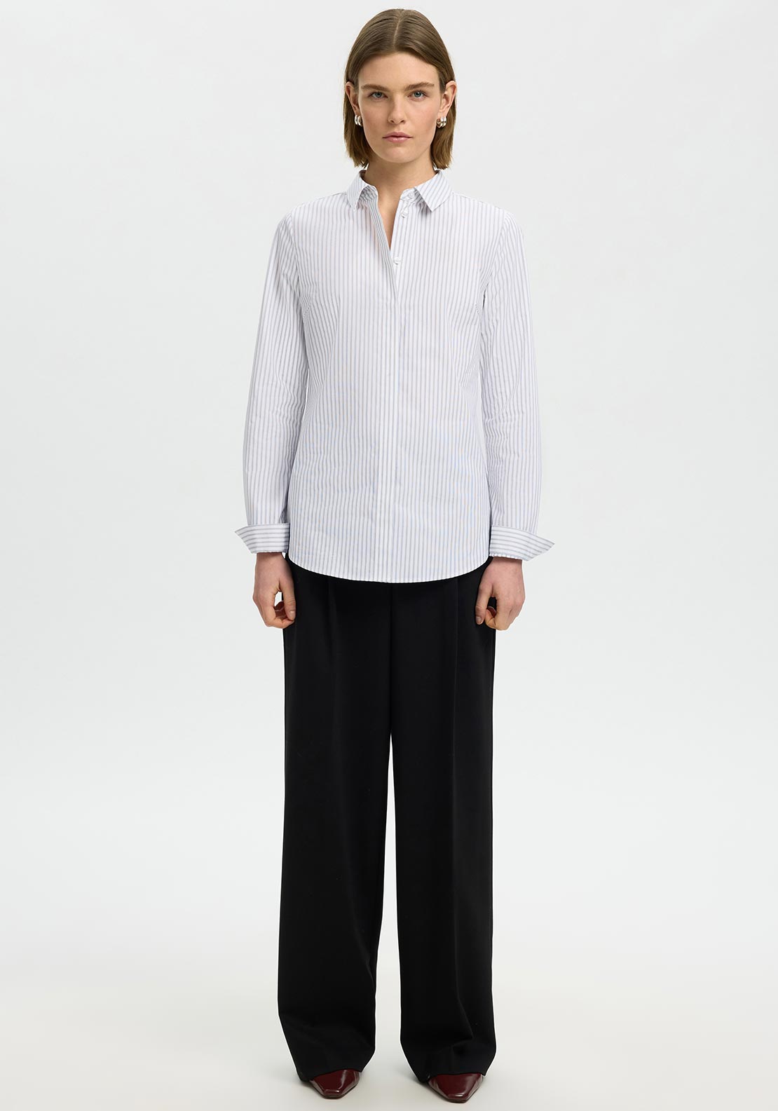 Selected Femme Romie Striped Shirt, White