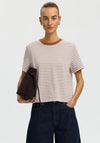 Selected Essential Striped Boxy T-Shirt, Tan