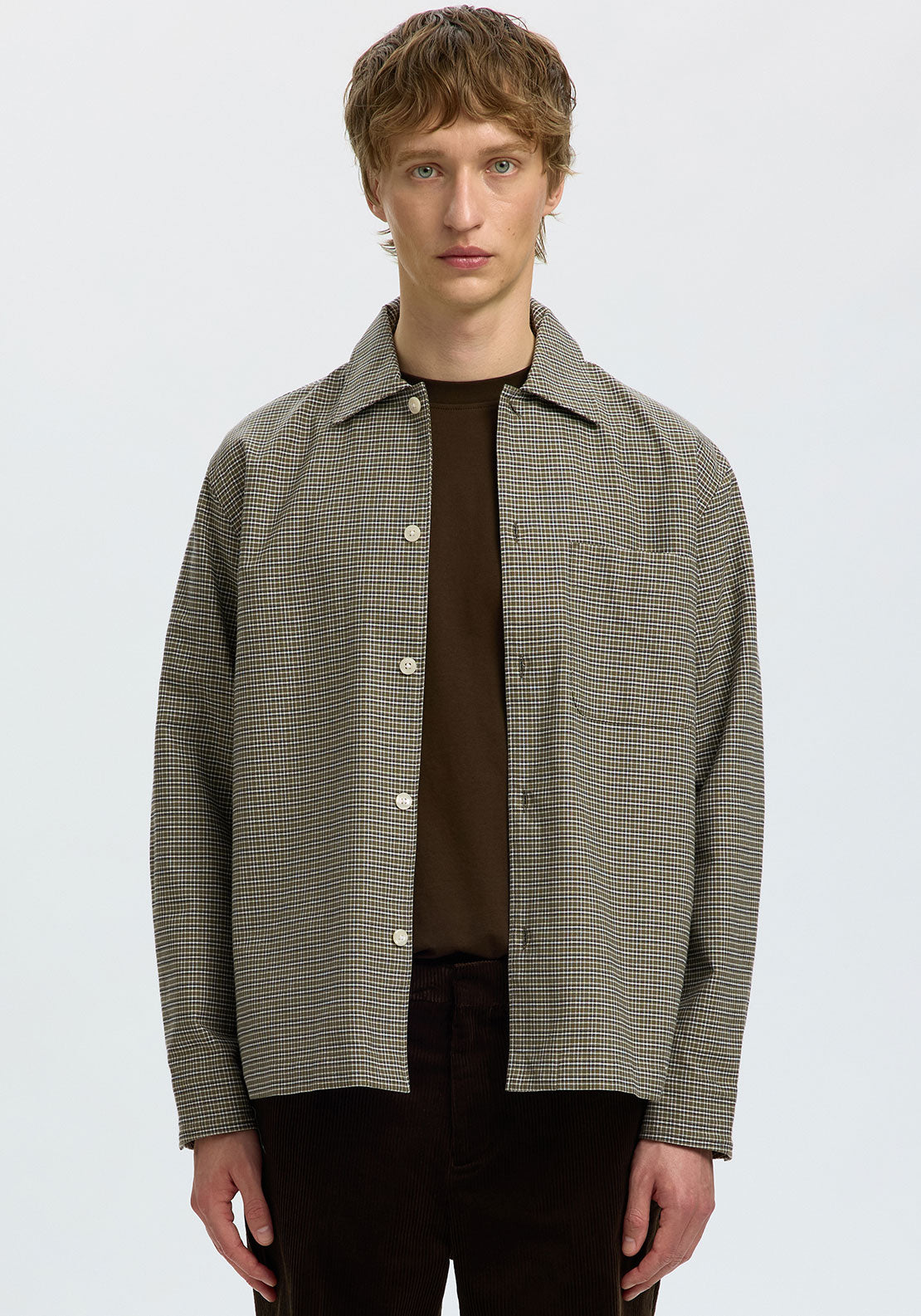 Selected Homme Rick Brushed Oxford Check Shirt, Green