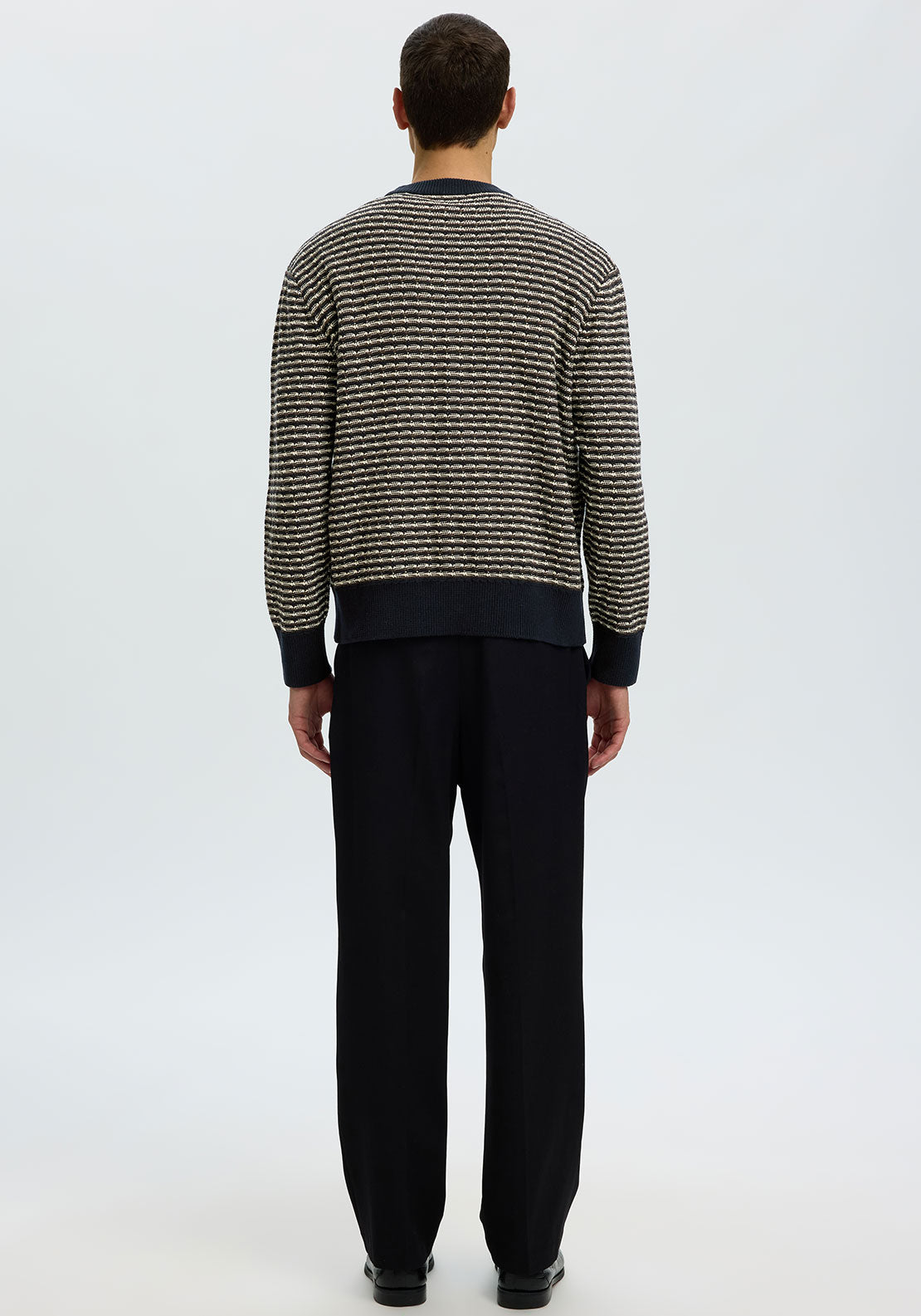 Selected Homme Darrell Structure Knit Jumper, Navy Multi