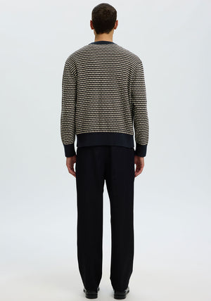 Selected Homme Darrell Structure Knit Jumper, Navy Multi