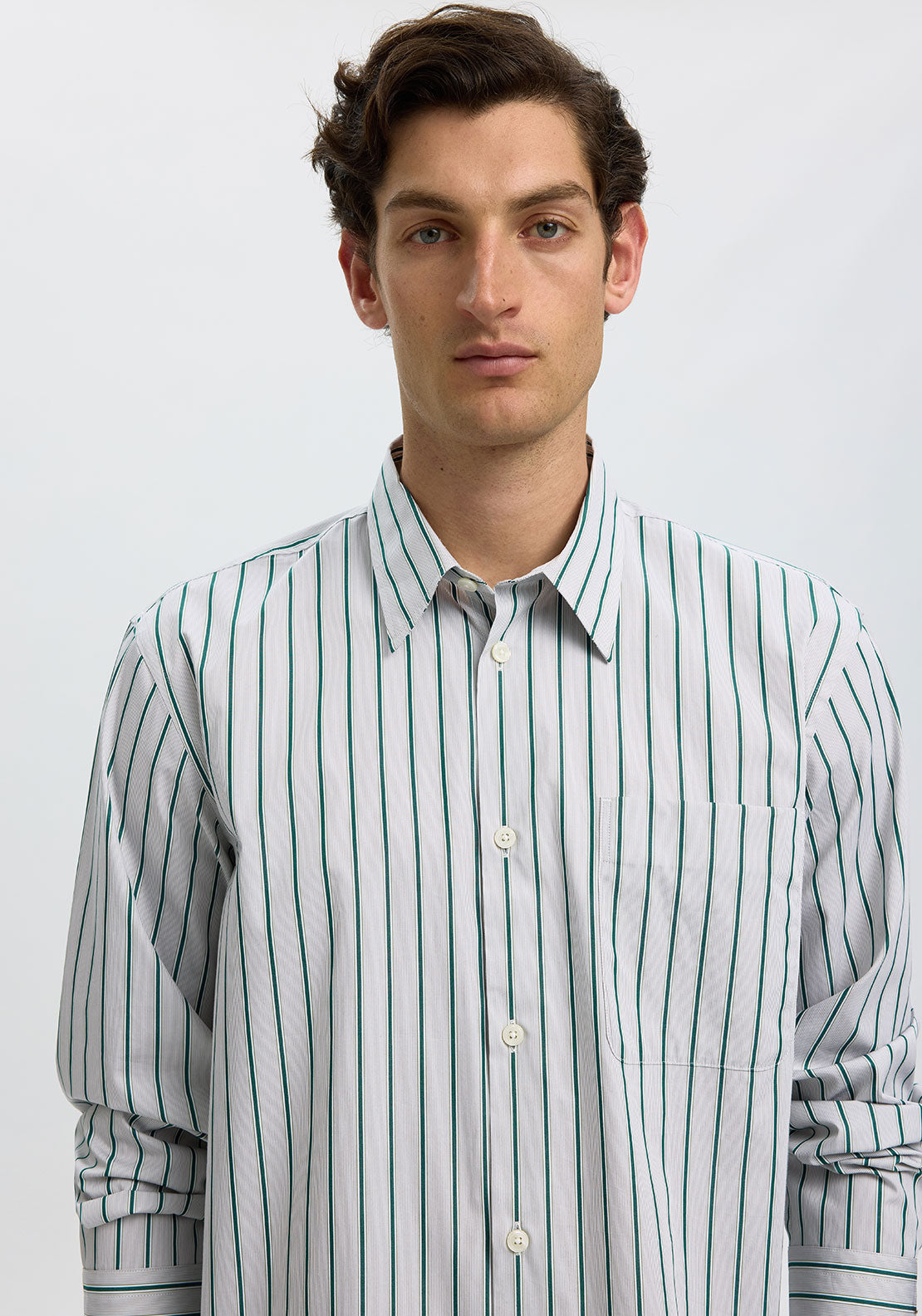 Selected Homme Eden Poplin Shirt, Grey & Green