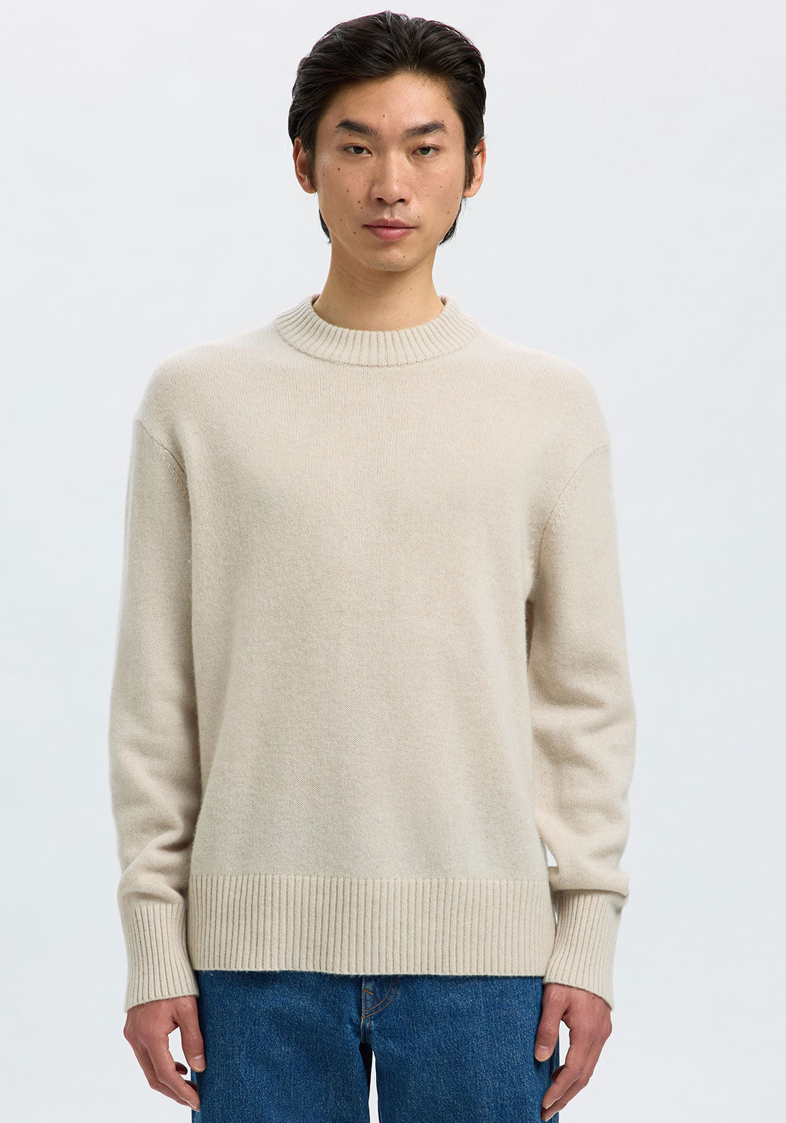 Selected Homme Calle Cashmere Blend Sweater, Beige
