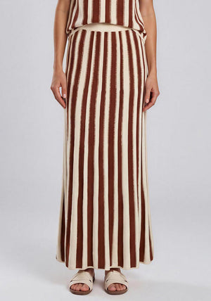 Selected Femme Flina Striped Maxi Skirt, Cream Multi