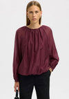 Selected Femme Semi Sheer Long Sleeve Blouse, Wine