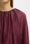 Selected Femme Semi Sheer Long Sleeve Blouse, Wine
