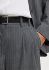 Selected Pin Stripe Long Shorts, Grey