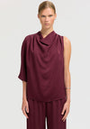 Selected Femme One-Shoulder Cowl Neck Top, Wine