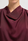 Selected Femme One-Shoulder Cowl Neck Top, Wine