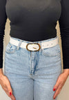 Serafina Collection Double Loop Faux Leather Belt, White