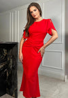 Girl In Mind Cleo Ruched Detail Midi Dress, Red