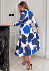 Girl In Mind Isabella Tie Front Floral Print Midi Shirt Dress, Blue