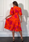 Girl In Mind Nadine Wrap Midi Dress, Pink & Orange