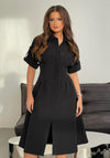 Girl In Mind Porscha Pleated Midi Shirt Dress, Black