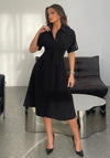 Girl In Mind Porscha Pleated Midi Shirt Dress, Black