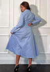 Girl In Mind Isabella Pinstripe Tie Front Midi Shirt Dress, Blue