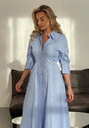 Girl In Mind Valeria Stripy Shirt Midi Dress, Blue