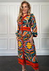 Girl In Mind Alison Abstract Print Midi Shirt Dress, Orange