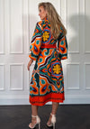 Girl In Mind Alison Abstract Print Midi Shirt Dress, Orange