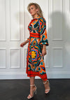 Girl In Mind Alison Abstract Print Midi Shirt Dress, Orange