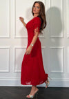 Girl In Mind Emily Tie Sleeve Burnout Midi Dress, Red