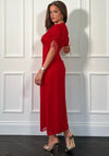 Girl In Mind Emily Tie Sleeve Burnout Midi Dress, Red