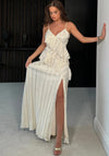 Girl In Mind Sophie Strappy Frill Maxi Dress, Cream Gold