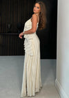 Girl In Mind Sophie Strappy Frill Maxi Dress, Cream Gold