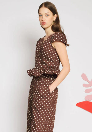 Sister Jane Arles Polka Dot Crop Top, Brown