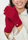 Katie Loxton Ribbed Knitted Gloves, Red