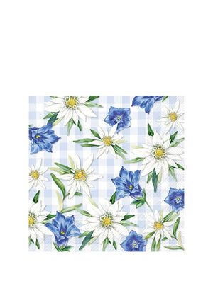 IHR Edel Weiss Genetian 20 Piece Napkins, Blue