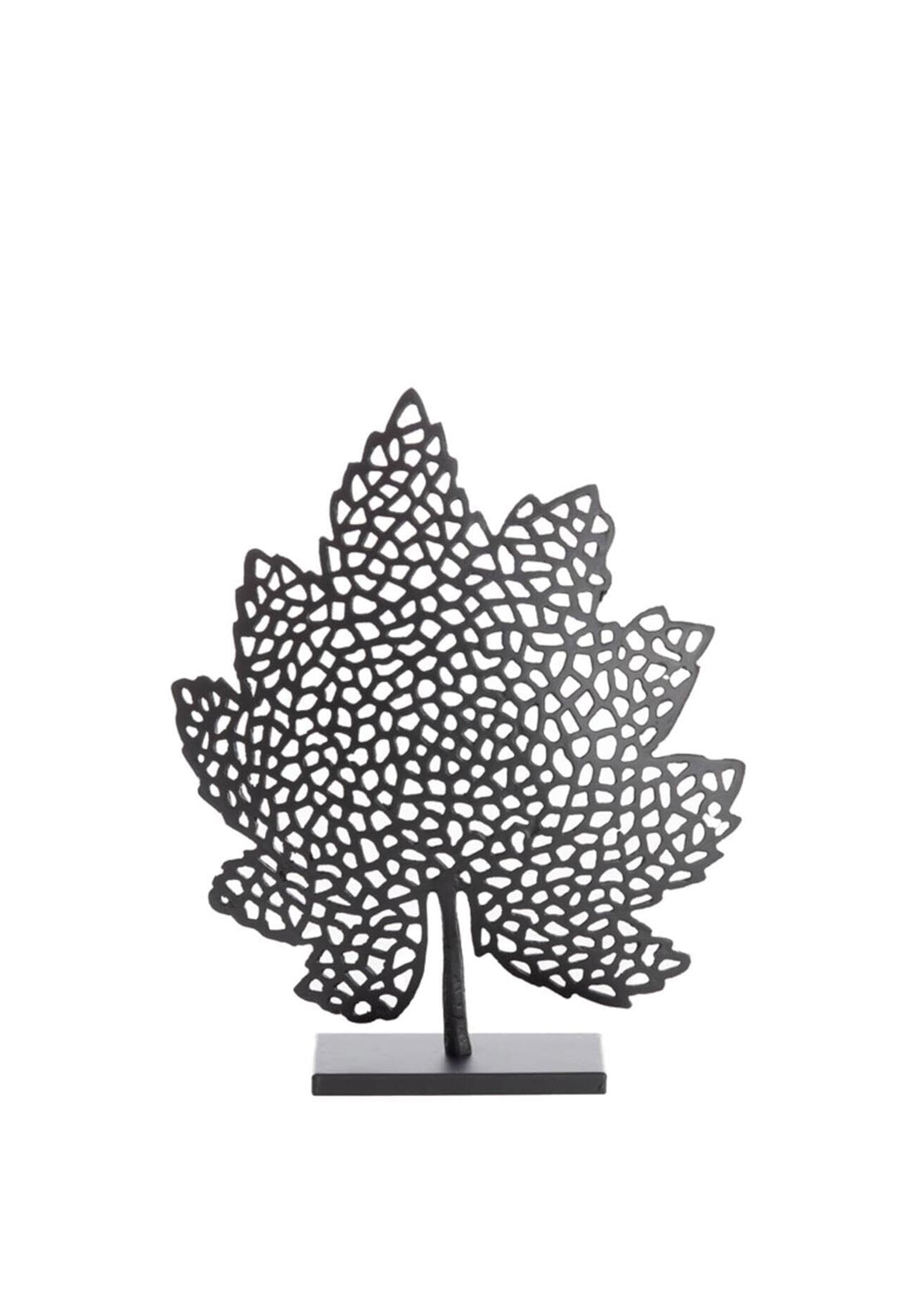 Light & Living Large Brass Chic Leaf Ornament, Matt Black