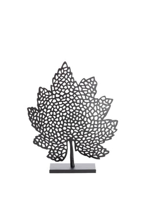Light & Living Large Brass Chic Leaf Ornament, Matt Black