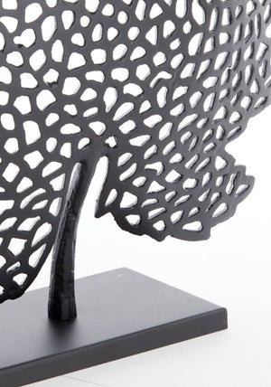 Light & Living Large Brass Chic Leaf Ornament, Matt Black