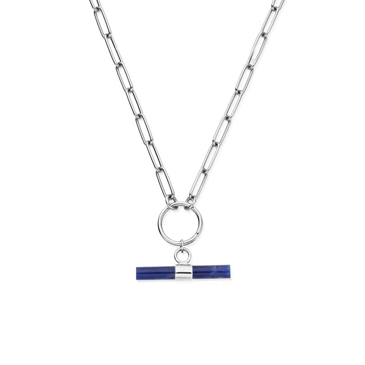 ChloBo Link Chain Sodalite T-Bar Necklace, Silver