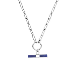 ChloBo Link Chain Sodalite T-Bar Necklace, Silver