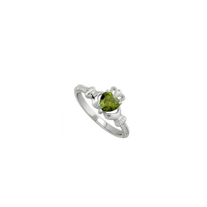 Solvar August Birthstone Claddagh Ring, Silver