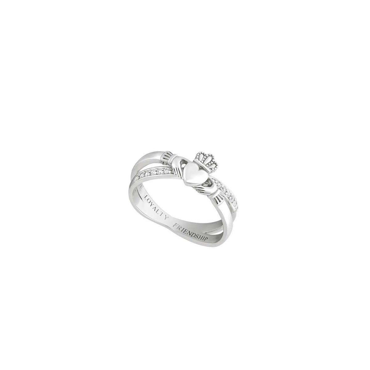 Solvar Claddagh Kiss Ring, Silver