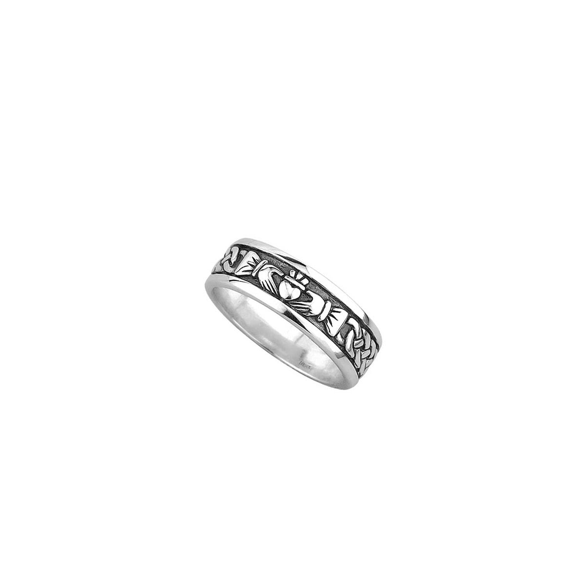 Solvar Gent's Oxidised Claddagh Band, Silver