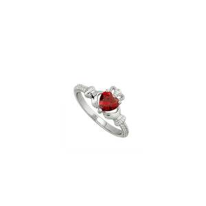 Solvar January Birthstone Claddagh Ring, Silver