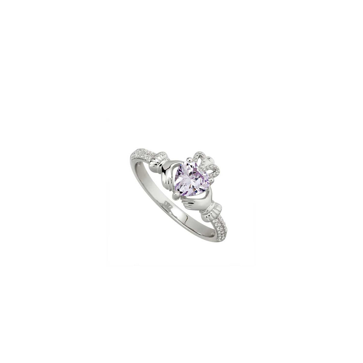 Solvar June Birthstone Claddagh Ring, Silver